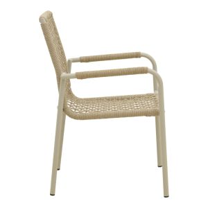 ALUMINUM CHAIR ESENCE IN WHITE-POLYETHYLENE ROPE IN BEIGE NUANCE 56X61.5X87.5 CM
