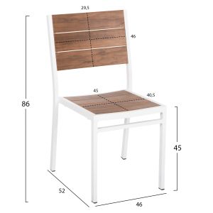 Aluminum chair Saga Hm6063,01 white with Polywood 46x52x86cm Hm6063
