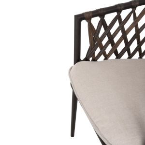 Aluminum chair with armrests Bolly Hm6080 brown frame - synthetic rattan in brown-beige cushions 58.5x67x86cm Hm6080