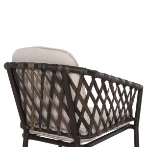 Aluminum chair with armrests Bolly Hm6080 brown frame - synthetic rattan in brown-beige cushions 58.5x67x86cm Hm6080