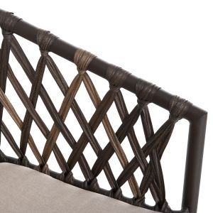 Aluminum chair with armrests Bolly Hm6080 brown frame - synthetic rattan in brown-beige cushions 58.5x67x86cm Hm6080