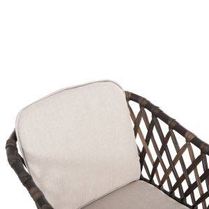 Aluminum chair with armrests Bolly Hm6080 brown frame - synthetic rattan in brown-beige cushions 58.5x67x86cm Hm6080