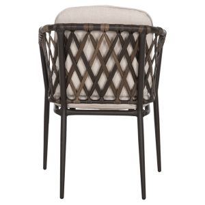 Aluminum chair with armrests Bolly Hm6080 brown frame - synthetic rattan in brown-beige cushions 58.5x67x86cm Hm6080
