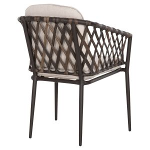 Aluminum chair with armrests Bolly Hm6080 brown frame - synthetic rattan in brown-beige cushions 58.5x67x86cm Hm6080