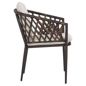 Aluminum chair with armrests Bolly Hm6080 brown frame - synthetic rattan in brown-beige cushions 58.5x67x86cm Hm6080