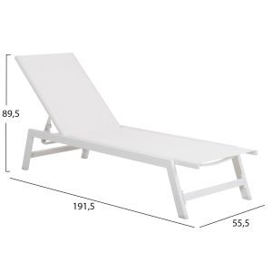 Алуминиев шезлонг Rabia Hm5982,01 бял цвят 191,5x55,5x89,5hcm