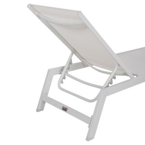 Алуминиев шезлонг Rabia Hm5982,01 бял цвят 191,5x55,5x89,5hcm
