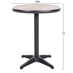 Aluminum round table Alexa Hm6086,01 Anthracite-polywood top in natural color D60x73cm Hm6086