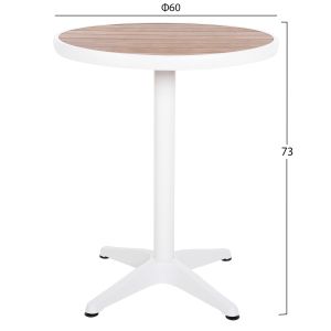 Aluminum round table Alexa Hm6086,02 White-polywood top in natural color D60x73cm Hm6086