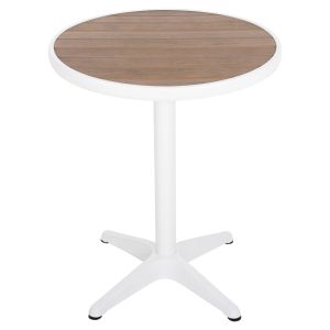 Aluminum round table Alexa Hm6086,02 White-polywood top in natural color D60x73cm Hm6086