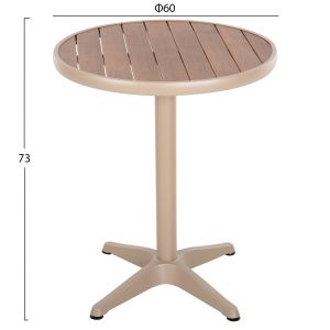 Алуминиева кръгла маса Alexa Hm6086,04 Шампанско-polywood плот в натурален цвят D60x73cm Hm6086