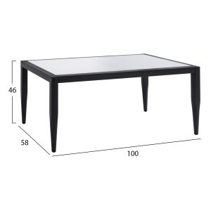 Алуминиева маса Hm5551,02 в сив цвят със стъклен плот 100x58x46cm
