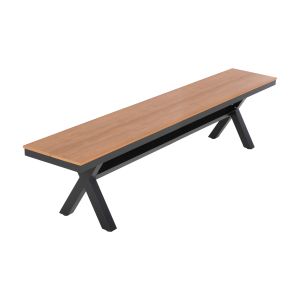 Алуминиева пейка Tawnee Hm6040,01 антрацит - Polywood седалка в натурален дървен цвят 220x36x44,5cm Hm6040