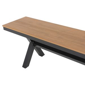 Алуминиева пейка Tawnee Hm6040,01 антрацит - Polywood седалка в натурален дървен цвят 220x36x44,5cm Hm6040