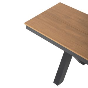 Алуминиева пейка Tawnee Hm6040,01 антрацит - Polywood седалка в натурален дървен цвят 220x36x44,5cm Hm6040