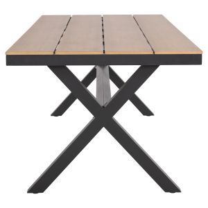 Aluminum rectangular table Tawnee Hm6039.01 Anthracite-polywood in natural wood color 219.5x89.5x73cm Hm6039