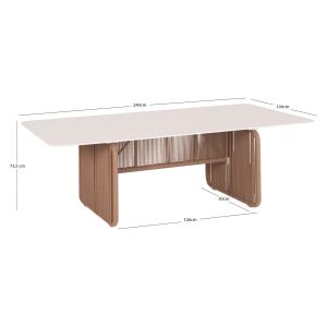 Алуминиева трапезна маса Destiny Zen Sm6169 с ратанова оплетка и плот от синтерован камък 240x100x73.5 см.