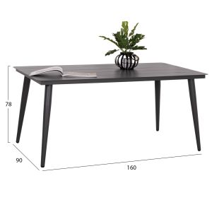 Aluminum rectangular dining table Higer Hm6291.01 gray 160x90x78cm.