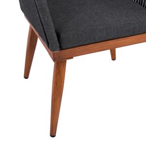 Алуминиево кресло Myrtia Hm5549.11 сиво въже - крака в цвят на орех 62x63x90hcm