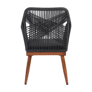 Алуминиево кресло Myrtia Hm5549.11 сиво въже - крака в цвят на орех 62x63x90hcm