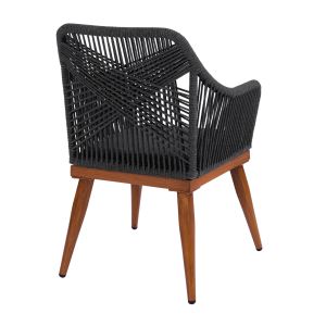 Алуминиево кресло Myrtia Hm5549.11 сиво въже - крака в цвят на орех 62x63x90hcm