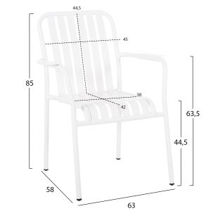 Aluminum armchair Rachel Hm6088,02 white 63x58x85cm Hm6080