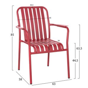 Aluminum armchair Rachel Hm6088,05 red 63x58x85cm Hm6080