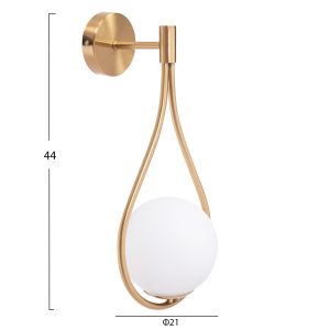 Wall lamp Bais Hm4472 gold with glass sphere [e27] 21x21x44hcm.