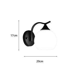 Belinest E27 wall lamp metal and glass in black-natural color 20x14x17cm