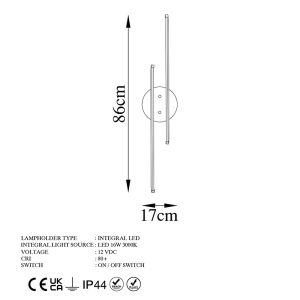 Wall lamp Expedition Led 16w black 17x5x86cm