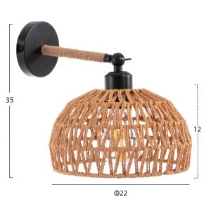 Wall lamp Glide Hm4475 metal base-hemp rope-[e27] 22x22x35-21hcm.
