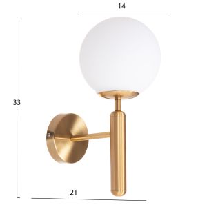 Wall lamp Homy Hm4470 metal base in gold-glass [e27] 14x21x33hcm.