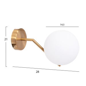 Wall lamp Homy2 Hm4471 metal base in gold-glass [e27] 14.5x28x21hcm.