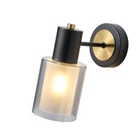 Аплик метал-стъкло 1xe14 μαχ 15w 180χ100χ210mm черен месинг Arte Illumina Silence