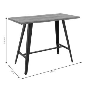 Bar table Fortitude Mdf walnut - black metal legs 140x70x103.5cm