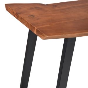 Bar table Miles, solid acacia wood 3.7-4 cm in walnut color with black metal legs 120x53x97 cm