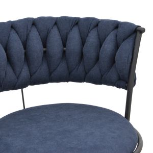 Bar stool Alkia I with dark blue fabric - black metal leg 50x56x95cm