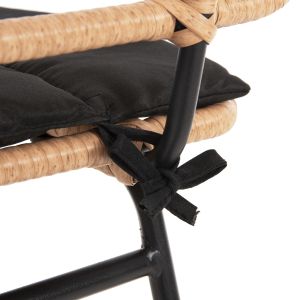 Allegra metal bar stool with cushion in black-with rattan in beige 48x49x99.5hcm Hm5708.11