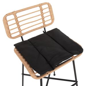 Allegra metal bar stool with cushion in black-with rattan in beige 48x49x99.5hcm Hm5708.11