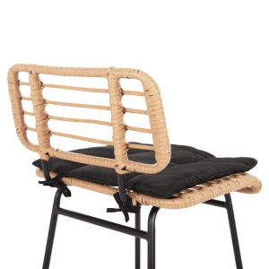 Allegra metal bar stool with cushion in black-with rattan in beige 48x49x99.5hcm Hm5708.11