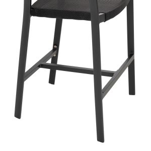 Bar stool Aluminium Black black textile and beige rattan - seat height medium 56.5x57x99.5cm Hm5892.15