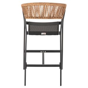 Bar stool Aluminium Black black textile and beige rattan - seat height medium 56.5x57x99.5cm Hm5892.15