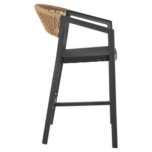 Bar stool Aluminium Black black textile and beige rattan - seat height medium 56.5x57x99.5cm Hm5892.15