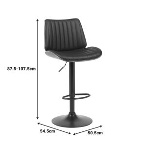 Bar stool Amani black Pu-black base 50.5x54x87.5-107.5cm