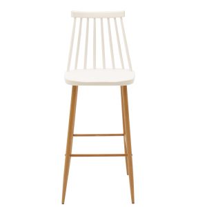 Bar stool Aurora white polypropylene metal legs in natural wood color 42x47x109cm