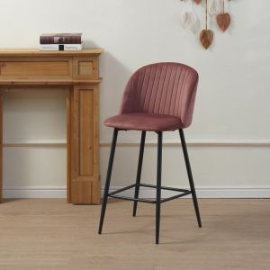 Bar stool Barow velvet in rotten apple color with black metal legs 53x46.5x96.5
