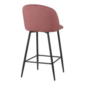 Bar stool Barow velvet in rotten apple color with black metal legs 53x46.5x96.5
