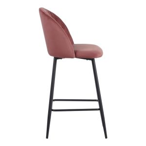 Bar stool Barow velvet in rotten apple color with black metal legs 53x46.5x96.5