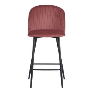 Bar stool Barow velvet in rotten apple color with black metal legs 53x46.5x96.5