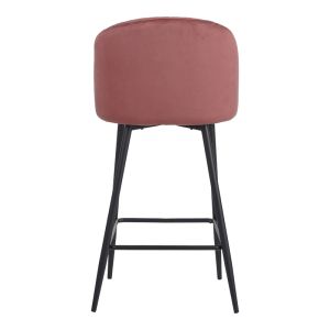 Bar stool Barow velvet in rotten apple color with black metal legs 53x46.5x96.5